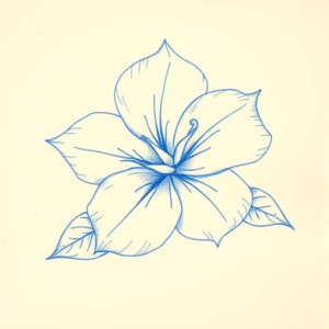 Rough Blue Pencil Sketch Gardenia Tattoo