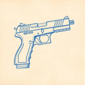 Rough Blue Pencil Sketch Glock Tattoo