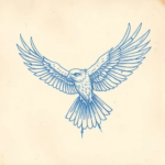 Rough Blue Pencil Sketch Hawk Tattoo