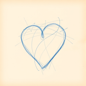 Rough Blue Pencil Sketch Heart Tattoo
