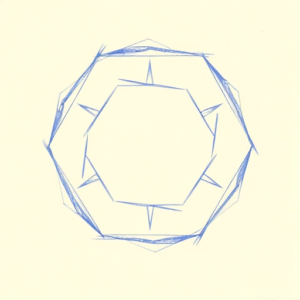 Rough Blue Pencil Sketch Hexagon Tattoo