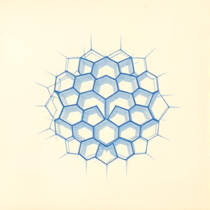 Rough Blue Pencil Sketch Honeycomb Tattoo