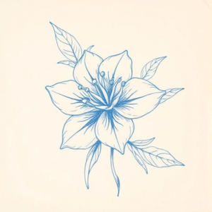 Rough Blue Pencil Sketch Honeysuckle Tattoo