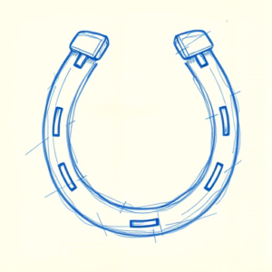 Rough Blue Pencil Sketch Horseshoe Tattoo