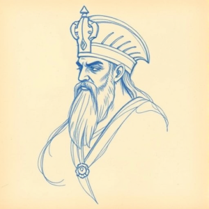 Rough Blue Pencil Sketch Horus Tattoo