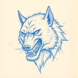 Rough Blue Pencil Sketch Husky Tattoo