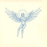 Rough Blue Pencil Sketch Icarus Tattoo