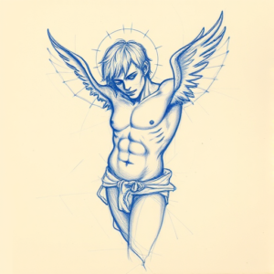 Rough Blue Pencil Sketch Incubus Tattoo