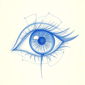Rough Blue Pencil Sketch Iris Tattoo