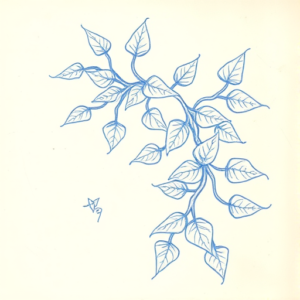 Rough Blue Pencil Sketch Ivy Tattoo