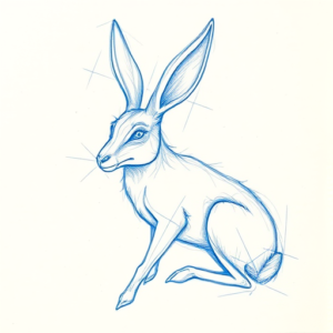 Rough Blue Pencil Sketch Jackalope Tattoo