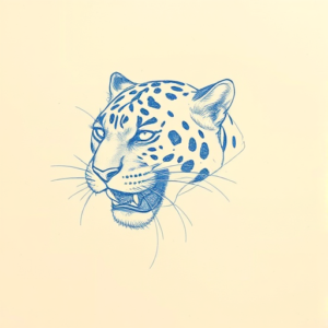 Rough Blue Pencil Sketch Jaguar Tattoo