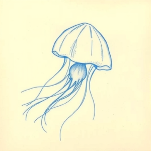 Rough Blue Pencil Sketch Jellyfish Tattoo