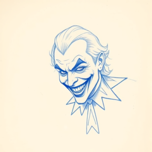 Rough Blue Pencil Sketch Joker Tattoo