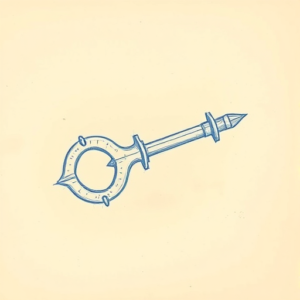 Rough Blue Pencil Sketch Key Tattoo