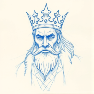 Rough Blue Pencil Sketch King Tattoo