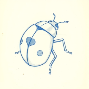 Rough Blue Pencil Sketch Ladybug Tattoo