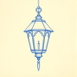 Rough Blue Pencil Sketch Lantern Tattoo