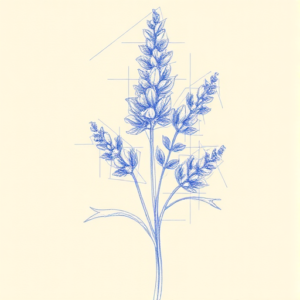 Rough Blue Pencil Sketch Lavender Tattoo
