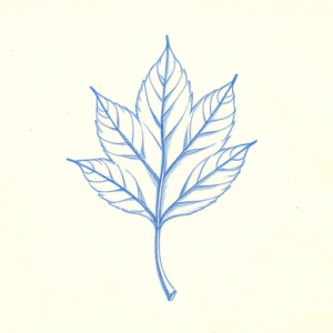 Rough Blue Pencil Sketch Leaf Tattoo