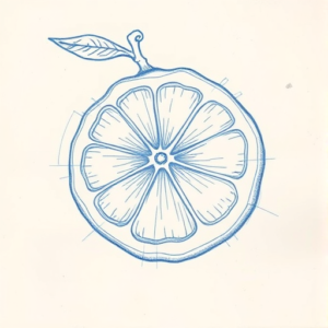 Rough Blue Pencil Sketch Lemon Tattoo