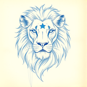 Rough Blue Pencil Sketch Leo Tattoo