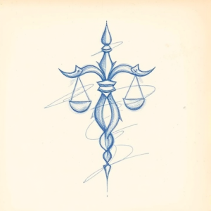 Rough Blue Pencil Sketch Libra Tattoo