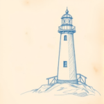 Rough Blue Pencil Sketch Lighthouse Tattoo