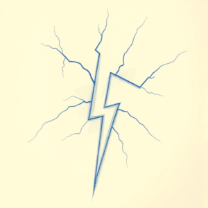 Rough Blue Pencil Sketch Lightning Tattoo