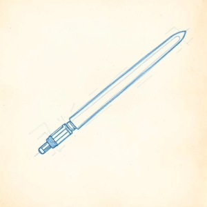Rough Blue Pencil Sketch Lightsaber Tattoo