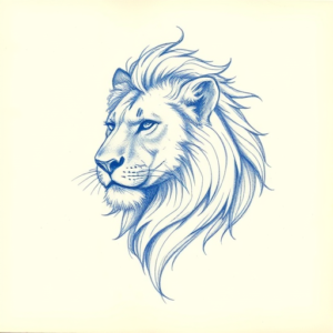 Rough Blue Pencil Sketch Lioness Tattoo