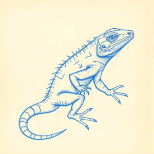 Rough Blue Pencil Sketch Lizard Tattoo