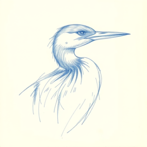 Rough Blue Pencil Sketch Loon Tattoo