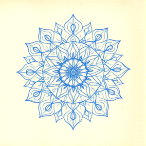 Rough Blue Pencil Sketch Mandala Tattoo