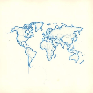 Rough Blue Pencil Sketch Map Tattoo