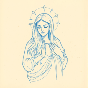 Rough Blue Pencil Sketch Mary Tattoo