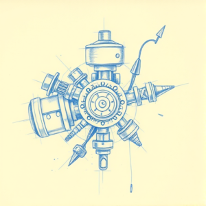 Rough Blue Pencil Sketch Mechanic Tattoo