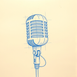 Rough Blue Pencil Sketch Microphone Tattoo
