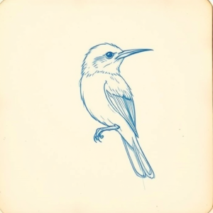 Rough Blue Pencil Sketch Mockingbird Tattoo