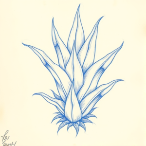 Rough Blue Pencil Sketch Monstera Tattoo