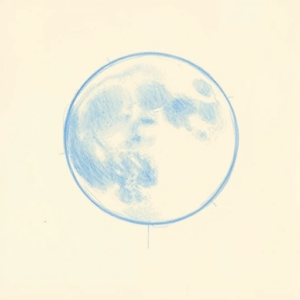Rough Blue Pencil Sketch Moon Tattoo