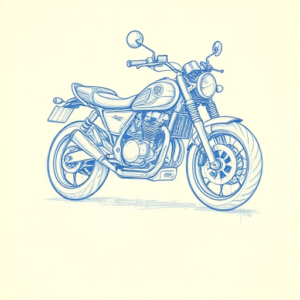 Rough Blue Pencil Sketch Motorcycle Tattoo