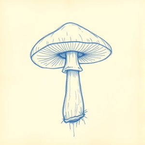 Rough Blue Pencil Sketch Mushroom Tattoo
