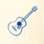 Rough Blue Pencil Sketch Music Tattoo