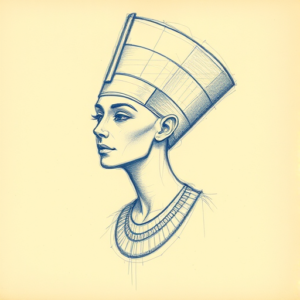 Rough Blue Pencil Sketch Nefertiti Tattoo
