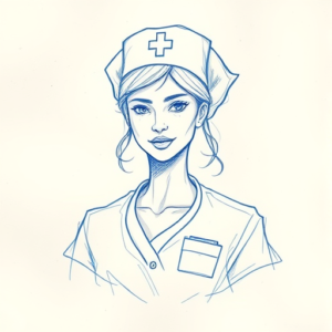 Rough Blue Pencil Sketch Nurse Tattoo