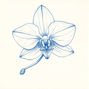 Rough Blue Pencil Sketch Orchid Tattoo