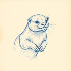Rough Blue Pencil Sketch Otter Tattoo