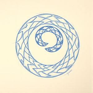 Rough Blue Pencil Sketch Ouroboros Tattoo