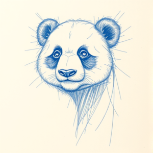 Rough Blue Pencil Sketch Panda Tattoo